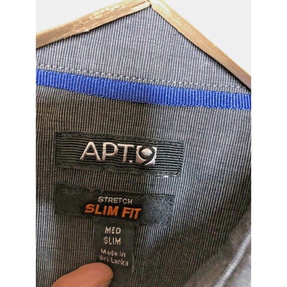 APT. 9 Men’s Slim Fit Long Sleeve Button Up Shirt Dark Gray Medium - Picture 2 of 9